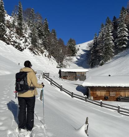 kurz vor Kapelle Schneeschuhtour Hösljoch