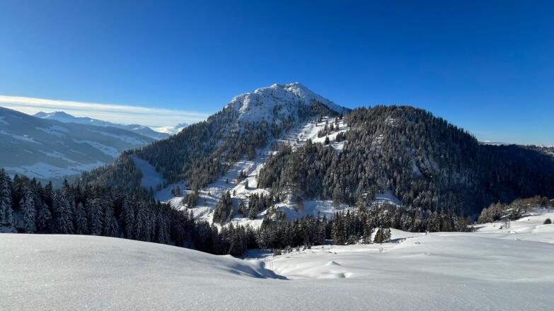 Abstieg über Zotta Schneeschuhtour Hösljoch