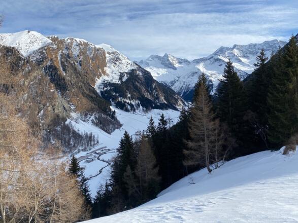 Kurz nach dem Steckholzer führt die Abfahrt über die Hänge hinunter nach Vals.