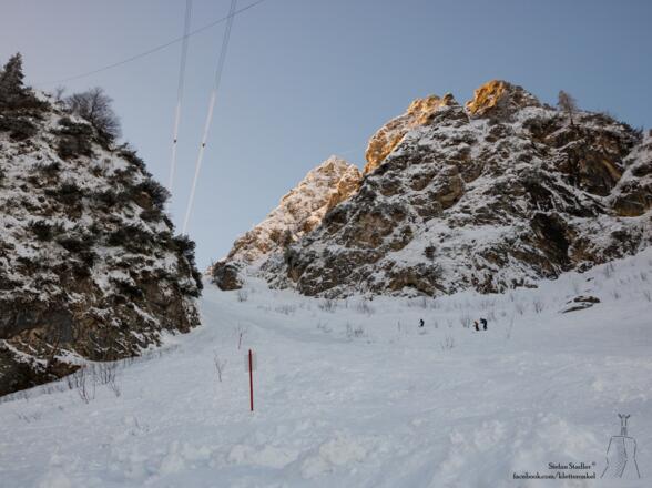 die Variantenabfahrt "Treffer" von unten