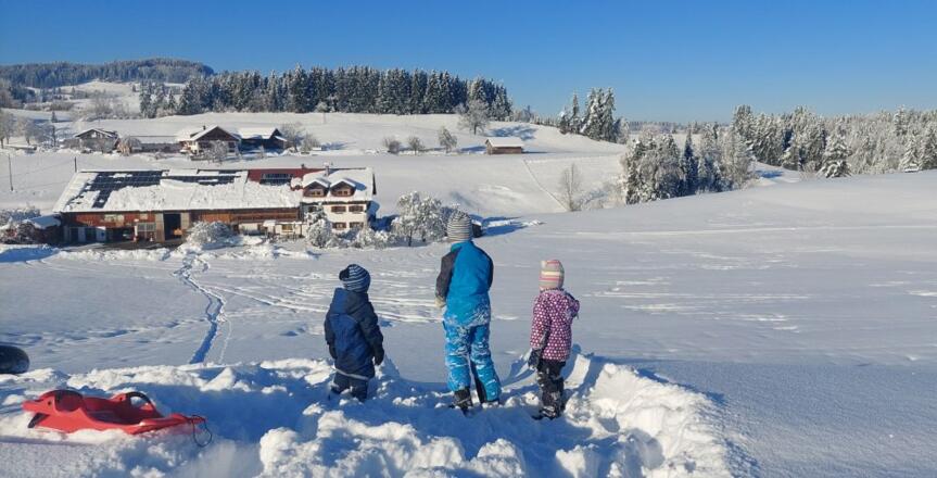 Rodeln am Haus