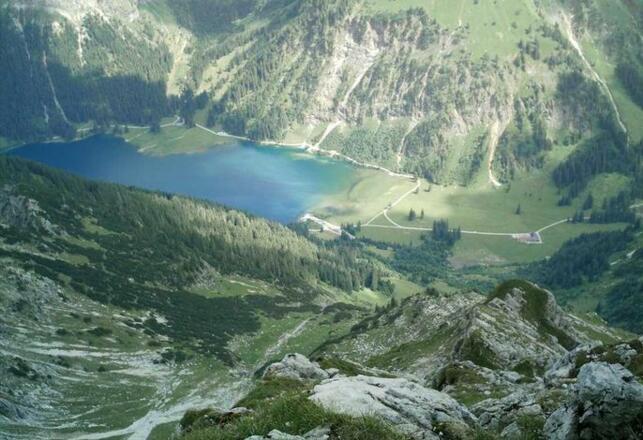 Blick vom Gaishorn auf den Vilsalpsee