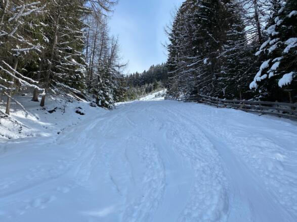 Die eigentliche Skipiste wird über einen wenig steilen Seitenarm umgangen.
