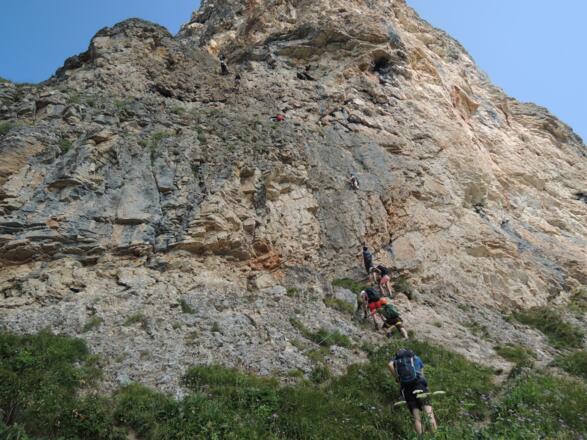 Einstieg in den Rosskopf-Klettersteig