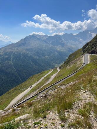 Blick hinunter nach Moos i.Passeier
