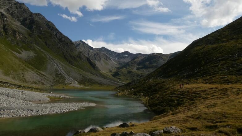 Höchst willkommene, eiskalte Bademöglichkeit am Radurschlsee kurz vor dem Hohenzollernhaus