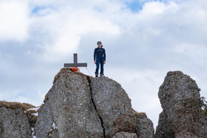Die Konglomeratfelsen am Gipfel des Heidenkopfs.