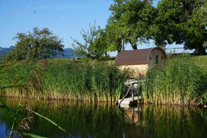 Fass-Sauna mit Holzofen