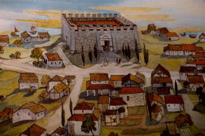 Seebruck zu römischen Zeiten: An der Stelle des Kastells steht heute die Kirche.