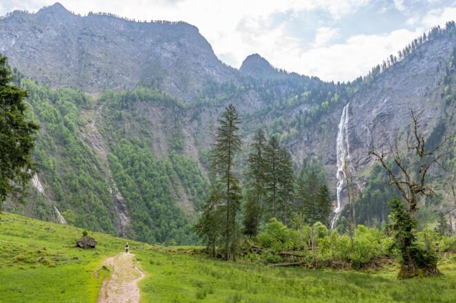 Blick auf den Röthbachfall, den höchsten Wasserfall Deutschlands.