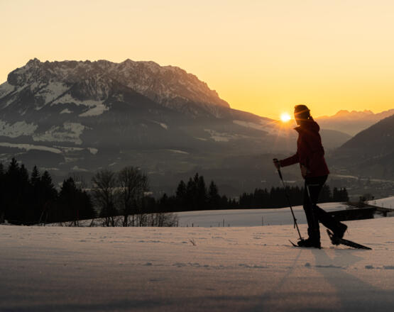 Blick auf das Kaisergebirge von Birnbach aus.