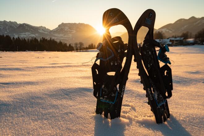 Sonnenuntergang hinter dem Kaisergebirge.