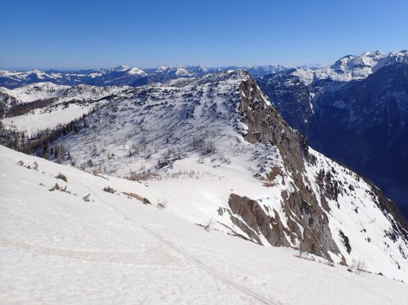 Fillingschneid, rechts der Ausstieg aus dem Steilhang