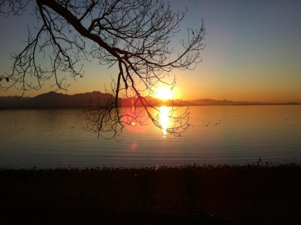 Sonnenuntergang am Chiemsee 100m entfernt
