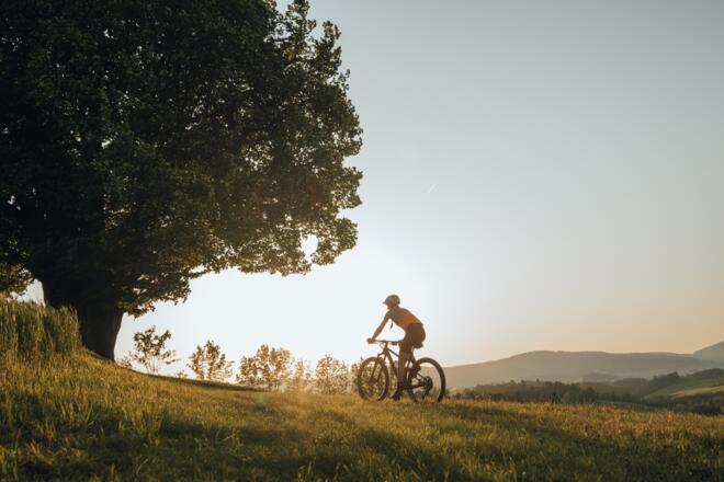 Mountainbiker bei der Mühlholzkapelle