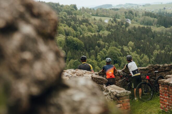 Mountainbiker an der Ruine Waxenberg