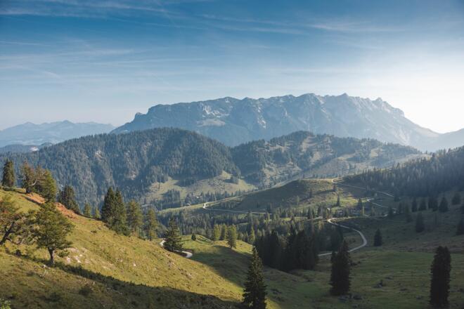 Scheffau_Hochegg_Blick auf Zahmen Kaiser_Wilder Kaiser