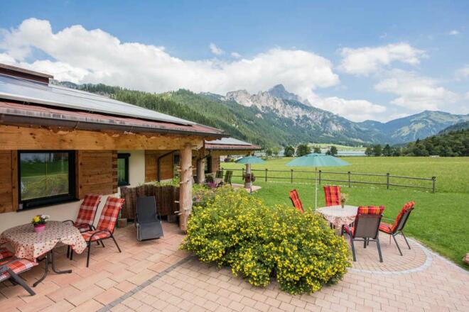 Blick aus dem Chalet im Almdorf Tirol