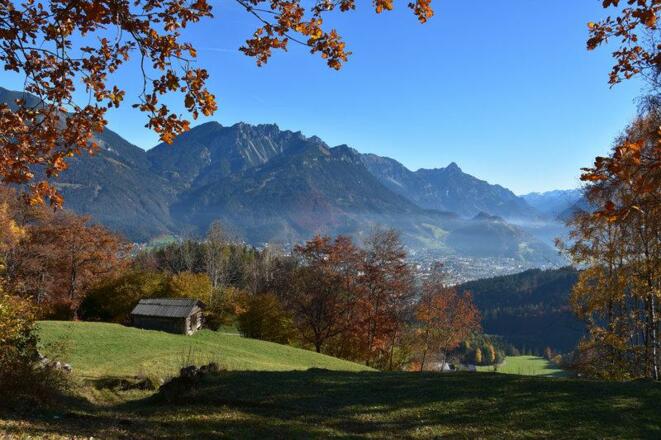 Herbstlicher Blick vom Bürserberg Richtung Bludenz