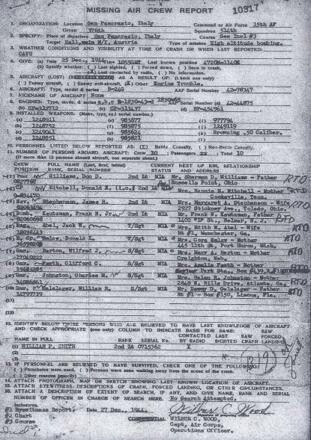 Auszug - Missing Report des Absturzes