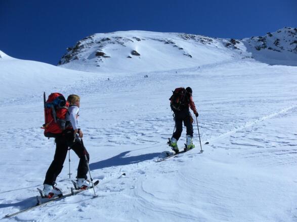 Der Schlussanstieg zum Skidepot