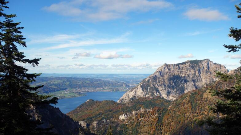 Blick vom Gratkamm 1430m zum Traunstein
