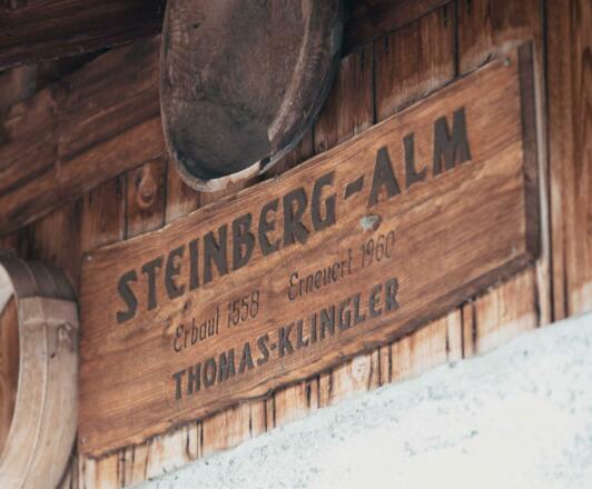 Steinbergalm Schild Inneralpbach