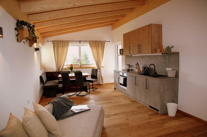 Wohnküche in der Ferienwohnung Grubertal
