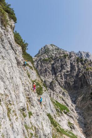 Einstiegswand am Klettersteig Klamml