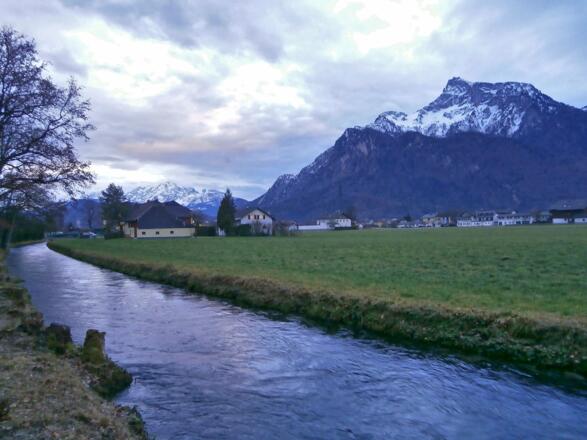 Hoher Göll und Untersberg kurz vor der Pflegerbrücke