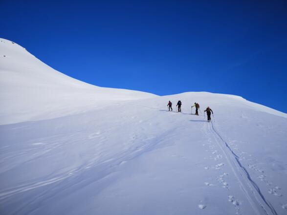 im flachen Gelände oberhalb des Hüttenhangs