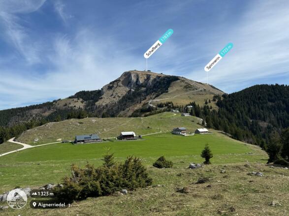 Ausblick vom Aignerriedel über den weiteren Aufstiegsweg