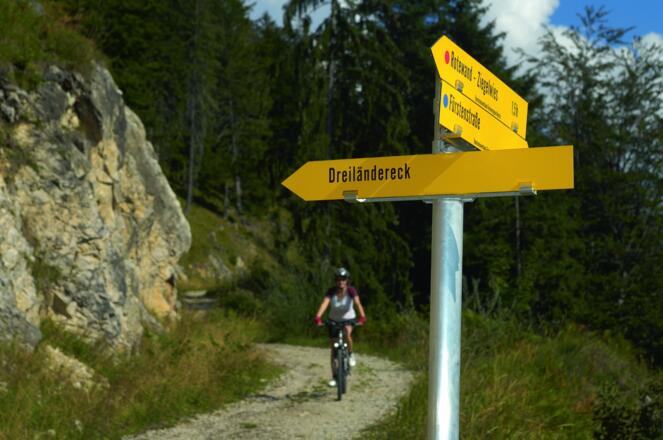 Dreiländereck zu Füssen Beschilderung