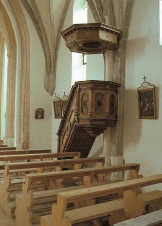 Kanzel von 1616 der Kirche St. Andreas in Pischelsberg