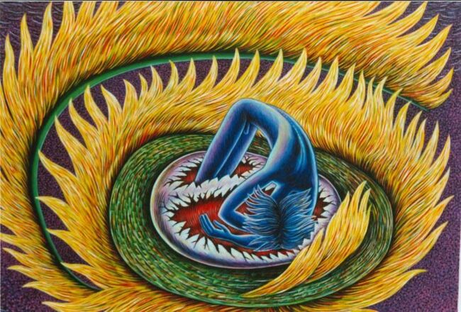 "Und jeder Kreis um Dich gezogen" 173x173 cm, Acryl auf Leinwand (Ausschnitt)