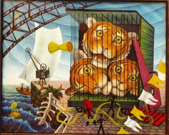 Tiertransport 70x60 cm, Öl auf Leinwand