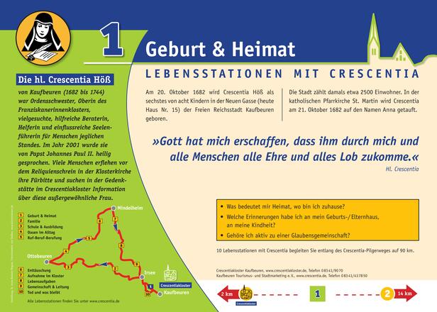Crescentia-Pilgerweg - Lebensstation mit Crescentia - Tafel 1 von 10 - "Geburt & Heimat"