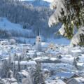 Blick auf ein verschneites Oberstaufen