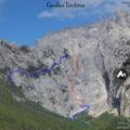 Großer Trichter - Hoher Göll Westwand - Übersichtsfoto mit Route