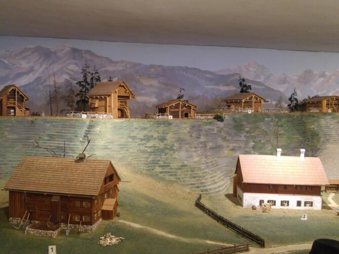 Modelle der Hütten und Häuser in Bad Goisern
