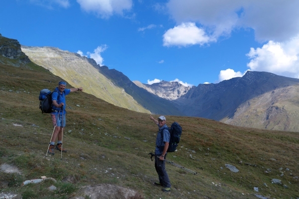 Gerhard und Michael mit Hocharn von oberhalb der Weißenbachhütte