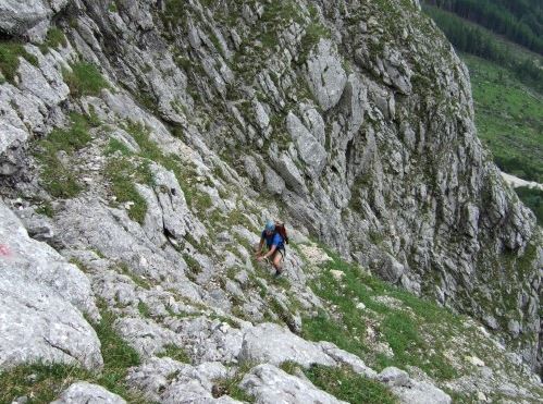 Leichtere Kraxelstellen (I) nach dem Einstieg (II)