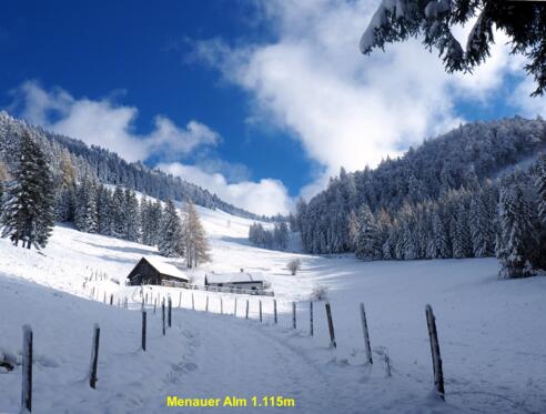 Menaueralm 1.115m mit Menauersattel 1380m