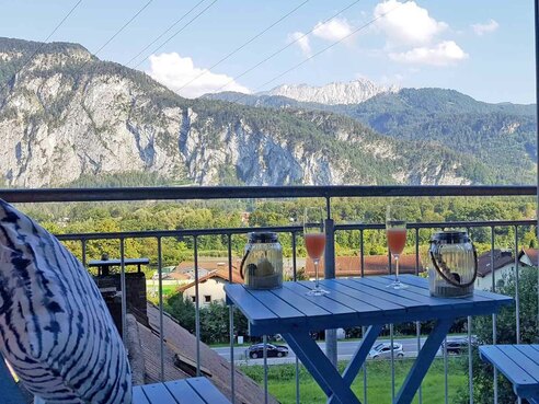 Blick vom Balkon auf das Kaisergebirge