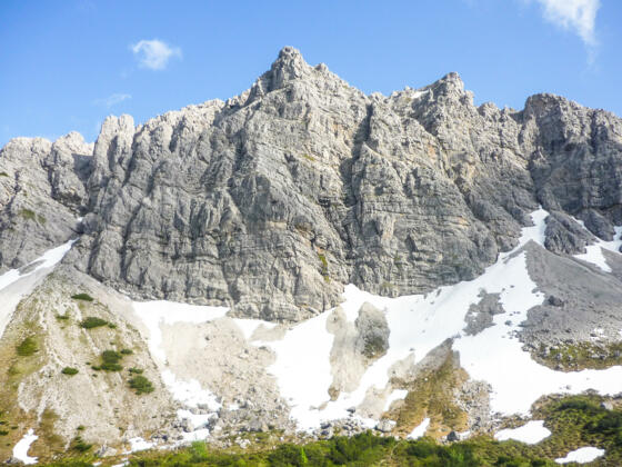 Die Lachenspitze Nord-West Wand - hier führt auch ein Klettersteig durch