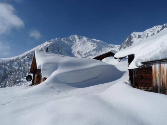 Beim Wazalm-Hochleger. Versteckt unter einer dicken Schneedecke.