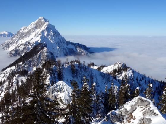Traunstein (1691m)+Katzenstein (1349m) vom Steineck (1418m).