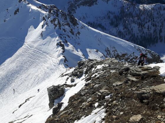 Blick zurück zur Scharte und zum Skidepot