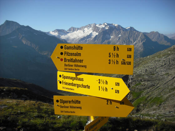 Wegweiser am Friesenberghaus