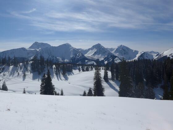 Panormablick: Gaishorn (links) bis Iseler (rechter Bildrand)